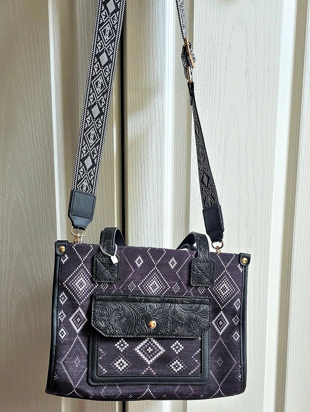 Le Miel Western Shoulder Bag in  Black NWT